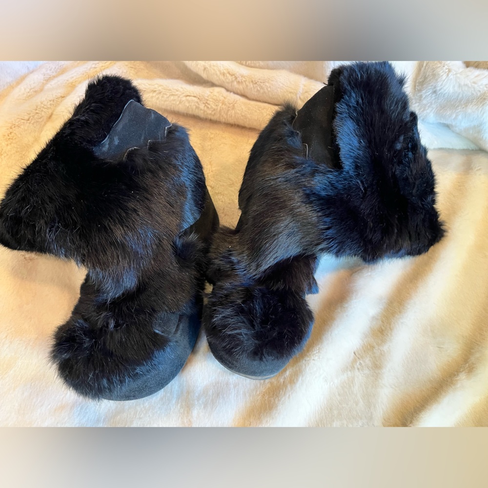 Rabbit fur platform boots.  One of a kind